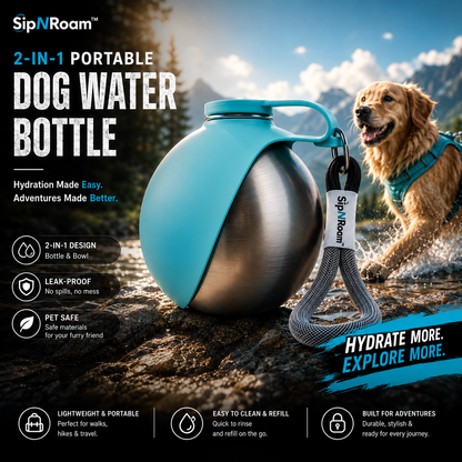 SipNRoam™ 2-in-1 Portable Dog Water Bottle