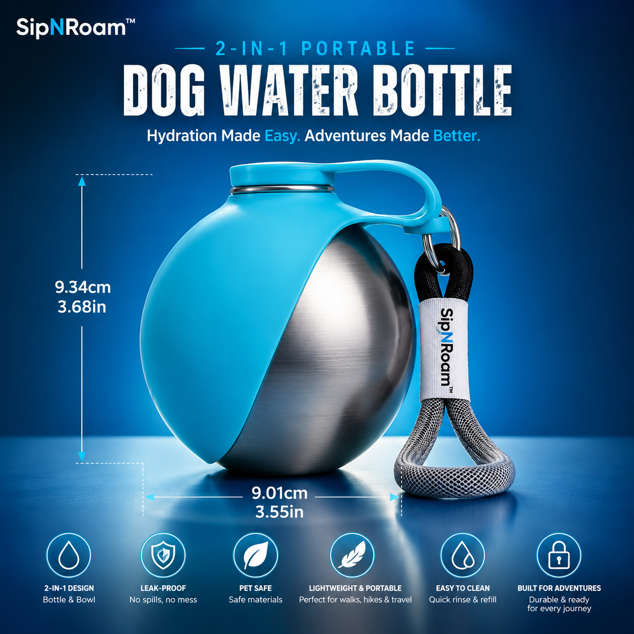 SipNRoam™ 2-in-1 Portable Dog Water Bottle